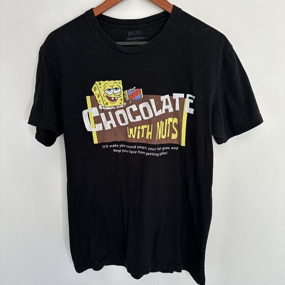 Spongebob Squarepants Chocolate With Nuts Adult Size Medium Shirt Boxlunch Black - Picture 1 of 6